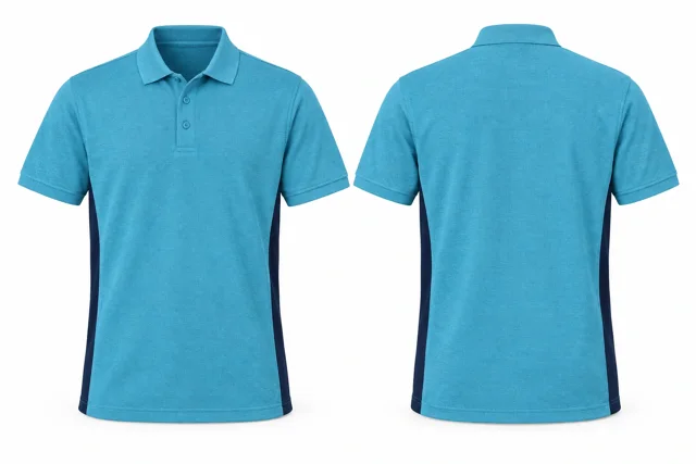Aqua Blue Side panels dry-fit polo