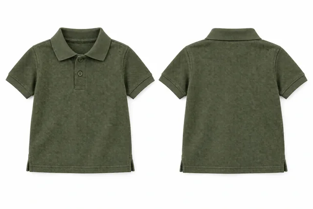 Military Olive Kids dry-fit polo
