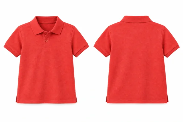 Coral Red Kids dry-fit polo