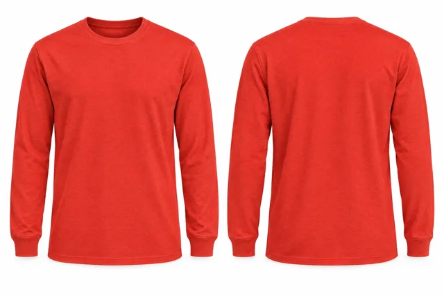 Coral Red Round neck - long sleeves