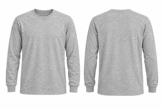 Light Heather Grey Round neck - long sleeves