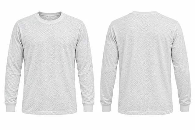 White Texture Round neck - long sleeves