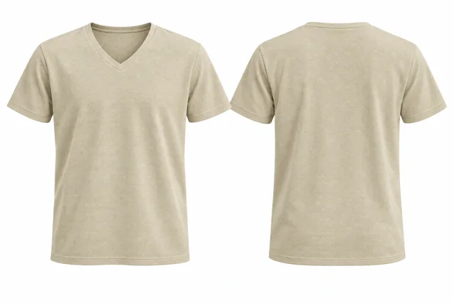 Cream Beige V neck - short sleeves