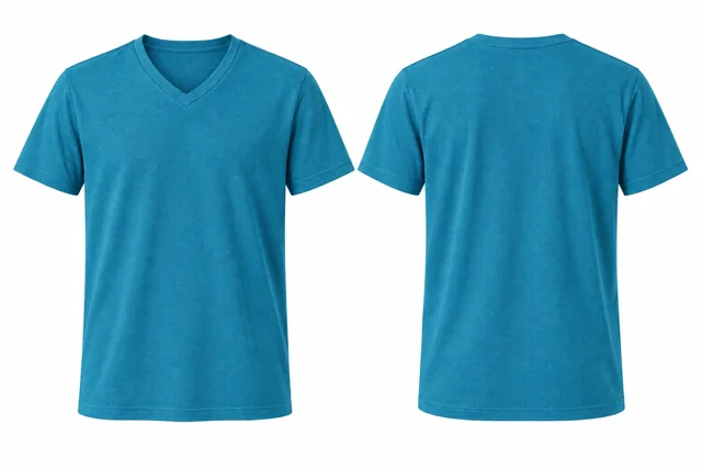 Turquoise Blue V neck - short sleeves