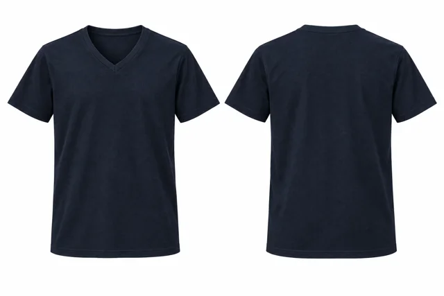 Deep Navy A V neck - short sleeves