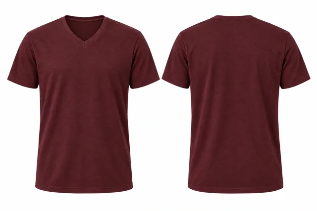 Burgundy V neck - short sleeves
