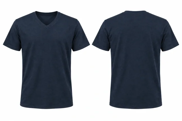 Navy A V neck - short sleeves