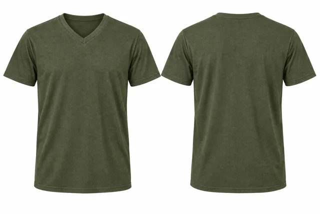 Military Olive V neck - short sleeves