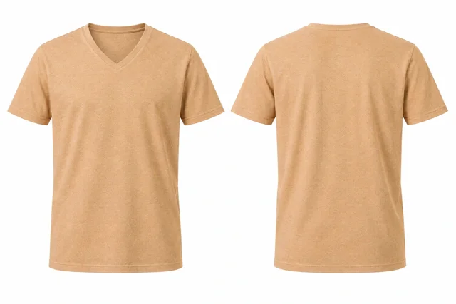 Peach Beige V neck - short sleeves