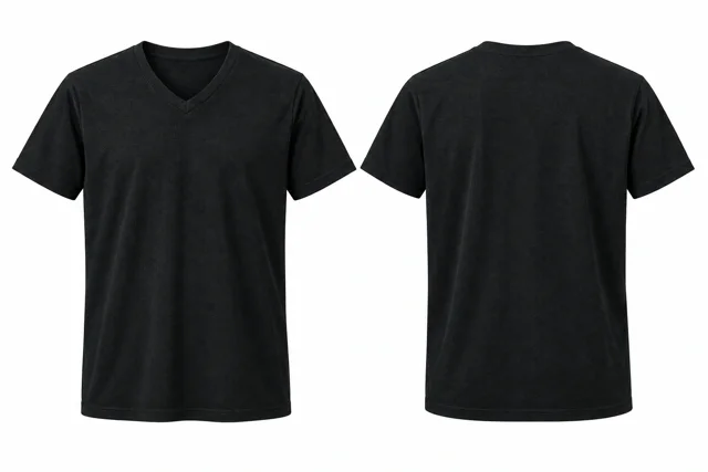 Black A V neck - short sleeves