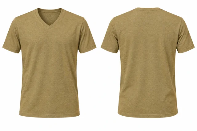 Khaki Gold V neck - short sleeves