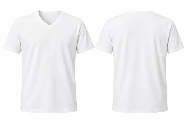 White B V neck - short sleeves