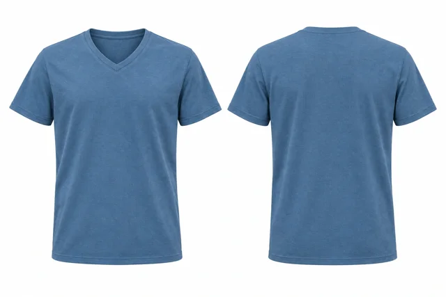 Steel Blue V neck - short sleeves