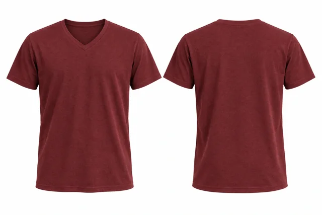 Maroon V neck - short sleeves