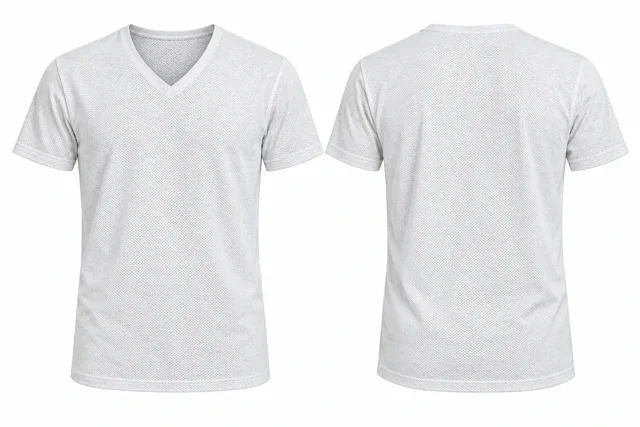 White Texture V neck - short sleeves