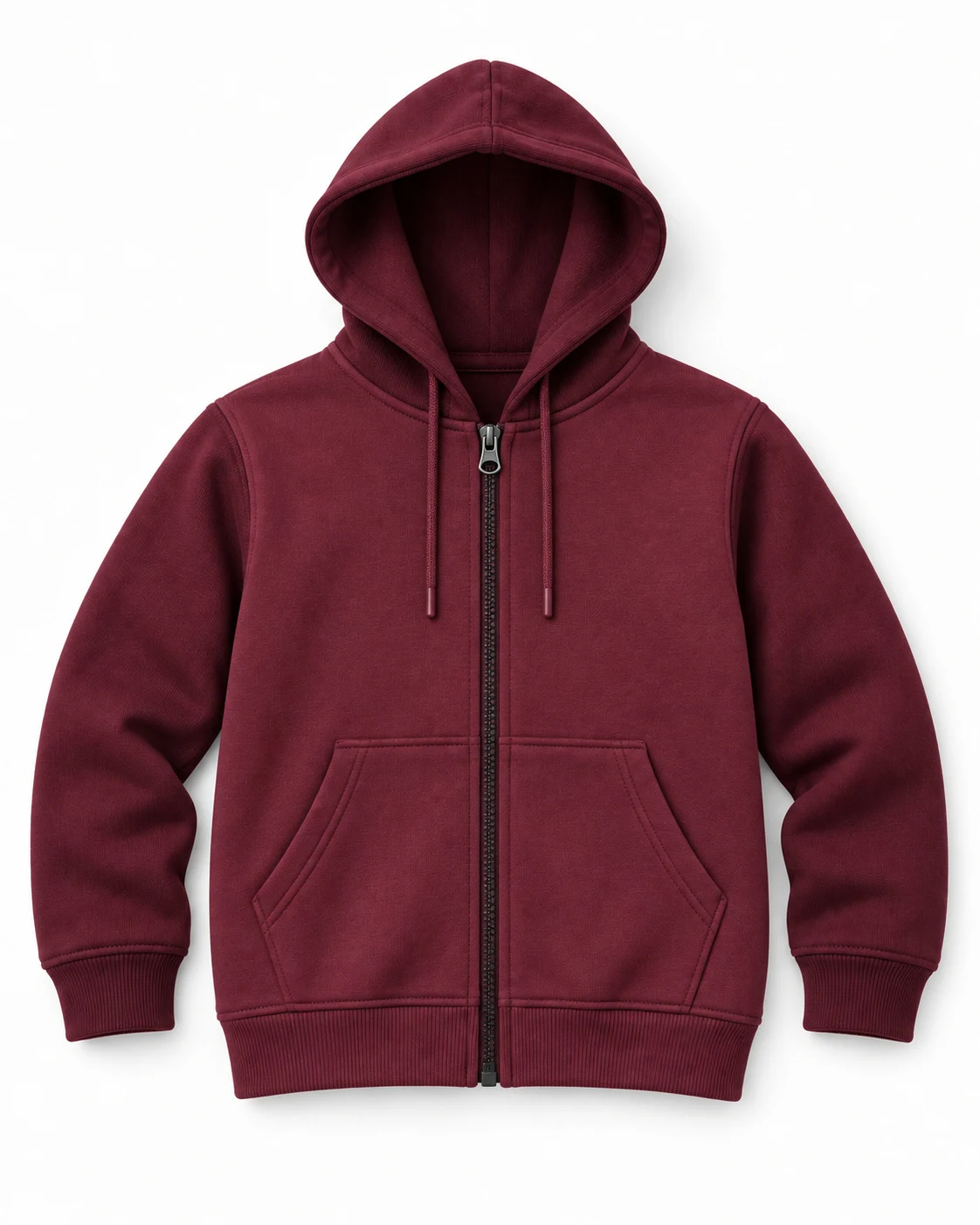 Maroon Adult full-zip hoodie — related design reference, not the exact earlier product