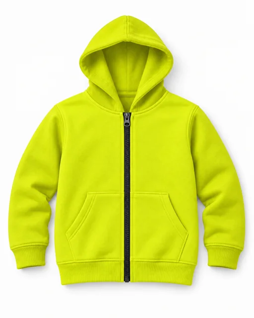 Fluorescent Yellow Kids full-zip hoodie