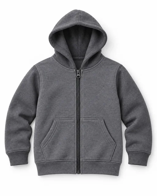 Dark Heather Grey Kids full-zip hoodie