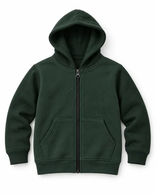 Dark Green Kids full-zip hoodie