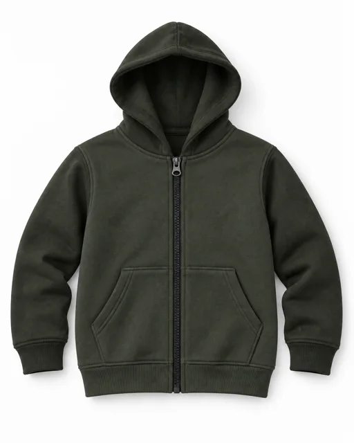 Military Green Kids full-zip hoodie