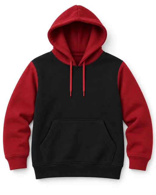 Black / Red Adult two-colour pullover hoodie