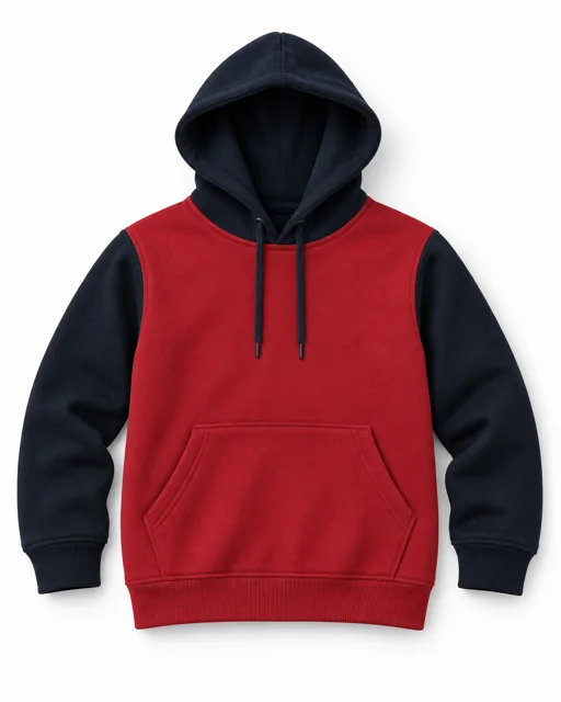 Red / Navy Adult two-colour pullover hoodie