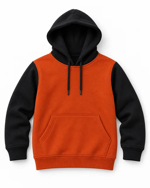 Orange / Black Adult two-colour pullover hoodie