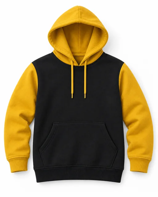 Black / Golden Yellow Adult two-colour pullover hoodie