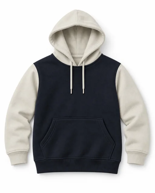 Navy / Cream Adult two-colour pullover hoodie
