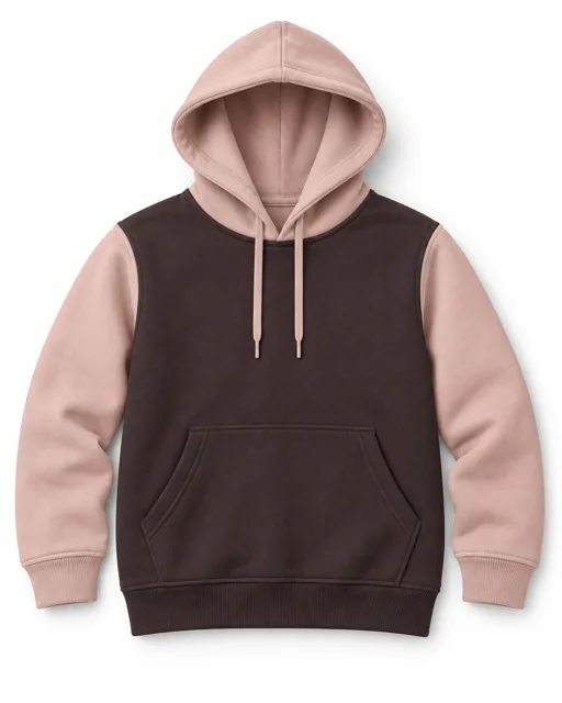 Chocolate / Blush Adult two-colour pullover hoodie