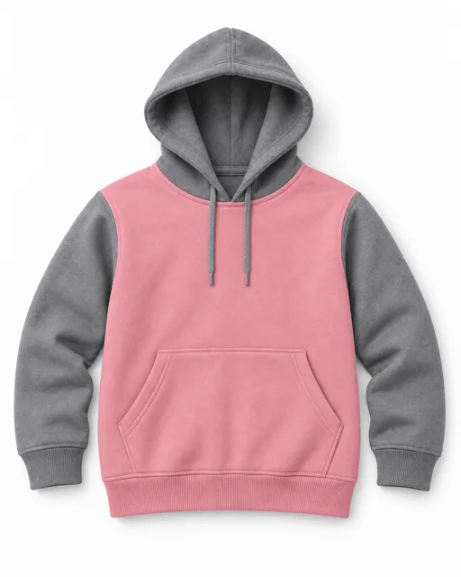 Pink / Sport Grey Adult two-colour pullover hoodie