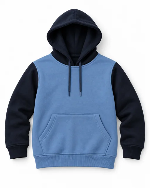 Light Blue / Navy Adult two-colour pullover hoodie