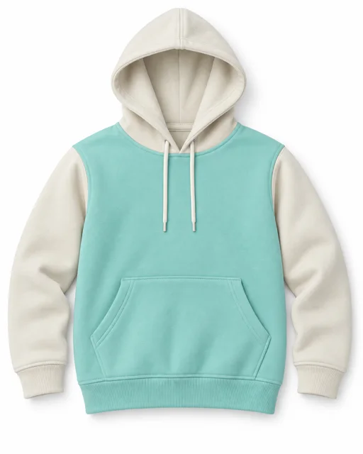 Mint / Cream Adult two-colour pullover hoodie