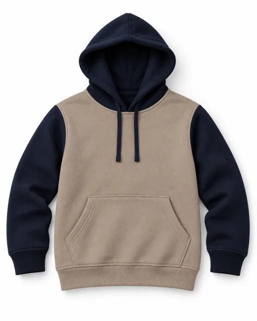 Stone / Navy Adult two-colour pullover hoodie