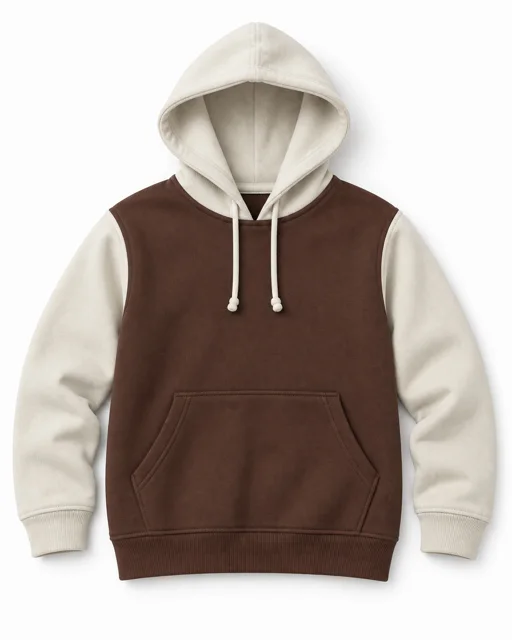Brown / Cream Adult two-colour pullover hoodie