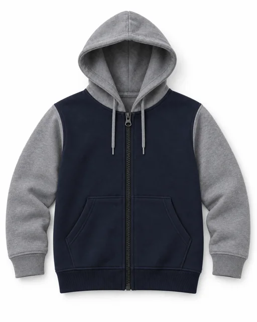 Navy / Sport Grey Adult two-colour full-zip hoodie