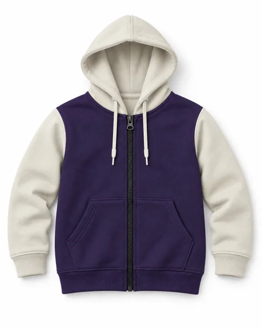 Purple / Cream Adult two-colour full-zip hoodie