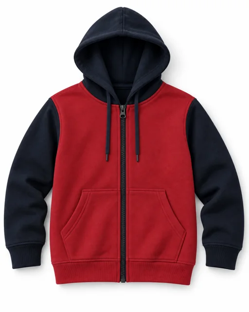 Red / Navy Adult two-colour full-zip hoodie