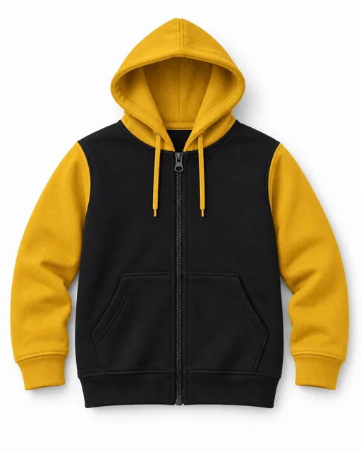 Black / Golden Yellow Adult two-colour full-zip hoodie