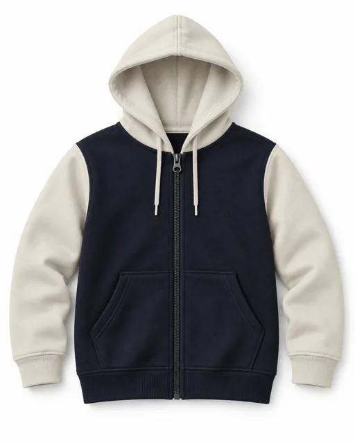 Navy / Cream Adult two-colour full-zip hoodie