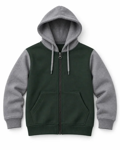 Dark Green / Sport Grey Adult two-colour full-zip hoodie