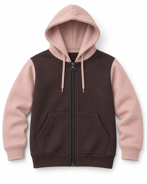 Chocolate / Blush Adult two-colour full-zip hoodie