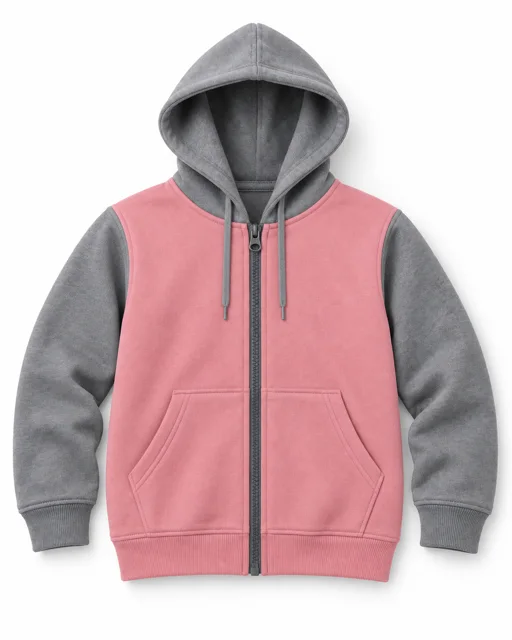 Pink / Sport Grey Adult two-colour full-zip hoodie
