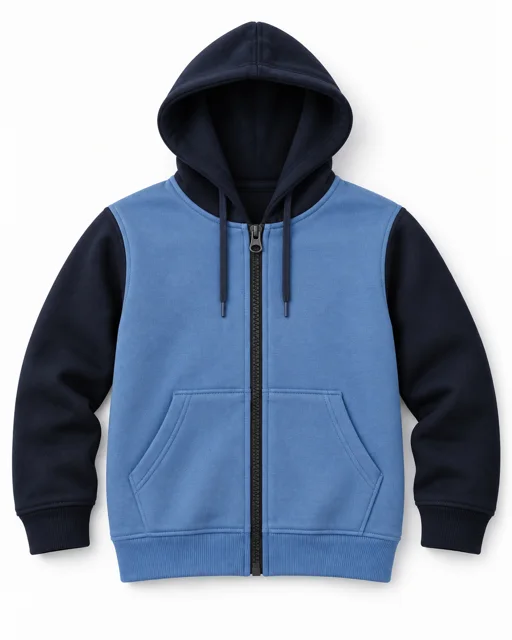 Light Blue / Navy Adult two-colour full-zip hoodie