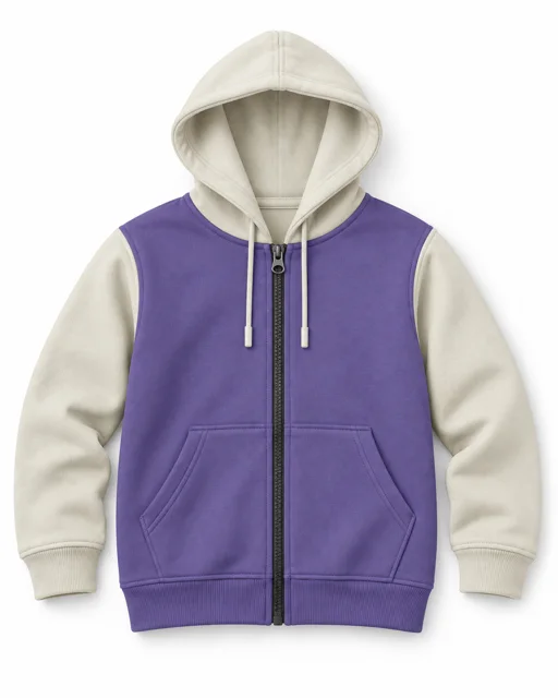 Lavender / Cream Adult two-colour full-zip hoodie