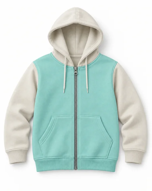 Mint / Cream Adult two-colour full-zip hoodie
