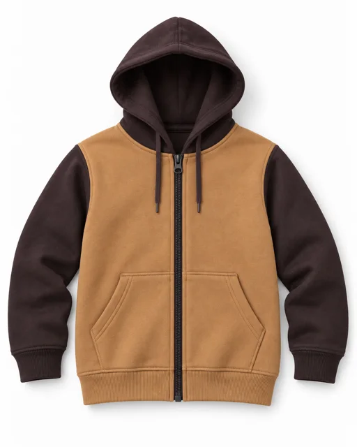Camel / Chocolate Adult two-colour full-zip hoodie