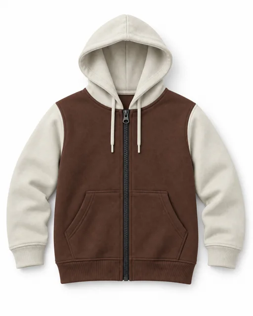 Brown / Cream Adult two-colour full-zip hoodie