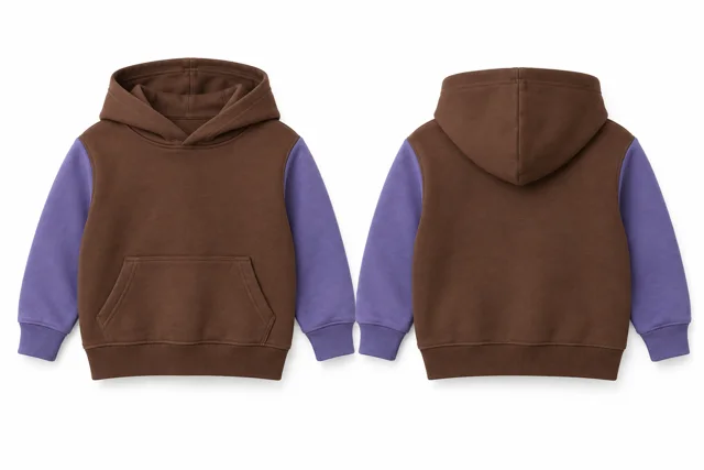 Kids contrast sleeves pullover hoodie — Brown / Lavender