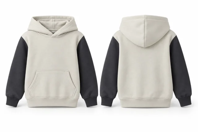 Kids contrast sleeves pullover hoodie — Cream / Charcoal